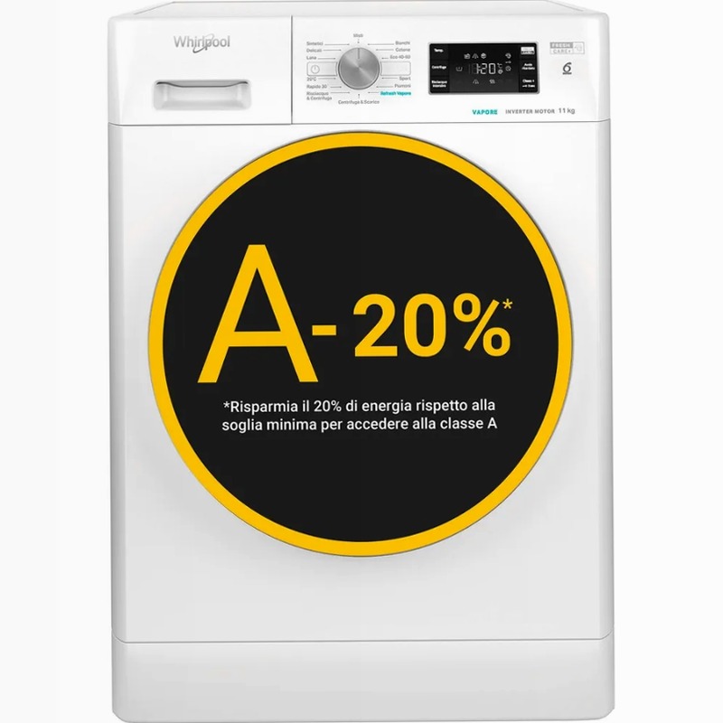Lavatrice a libera installazione a carica frontale Whirlpool: 11,0 kg - FFB 1148 BSV IT Bianco