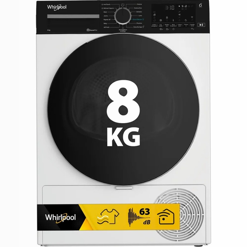 Asciugatrice a pompa di calore Whirlpool: a libera installazione, 8,0 kg - C WD 84M WBS IT Bianco