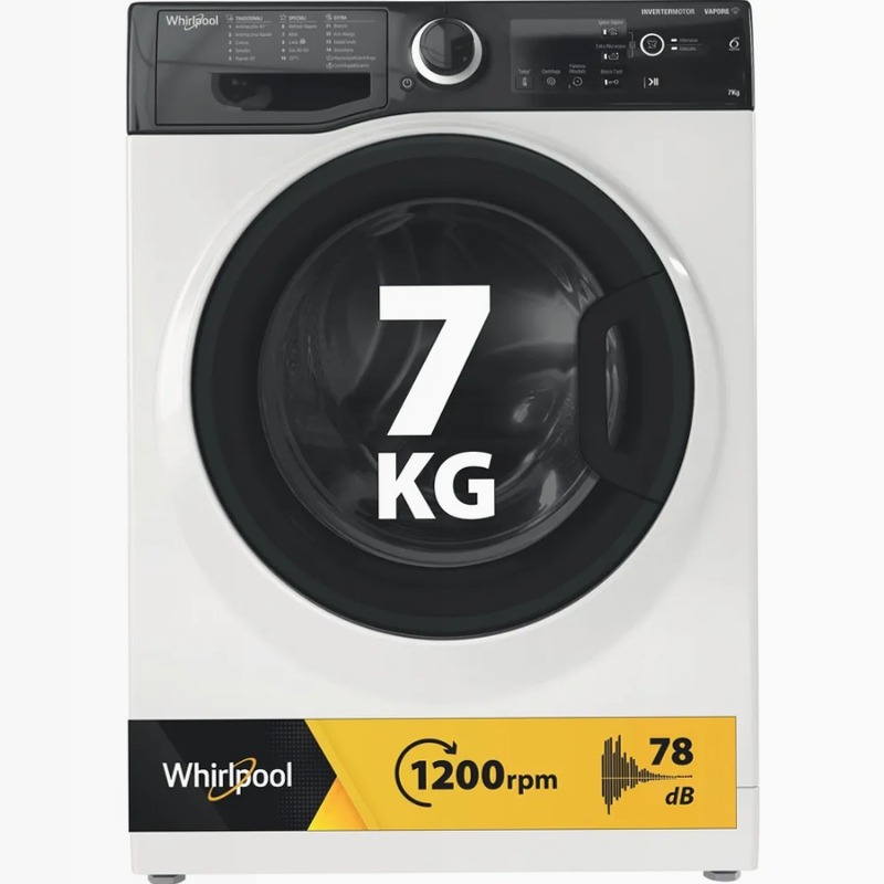 Lavatrice slim a libera installazione a carica frontale Whirlpool: 7,0 kg - WSB 725 K IT Bianco