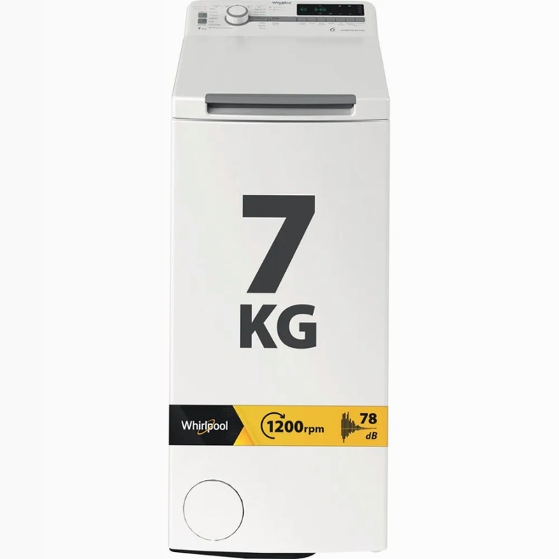 Lavatrice a libera installazione a carica dall'alto Whirlpool: 7,0 kg - TDLR 7251BS IT Bianco