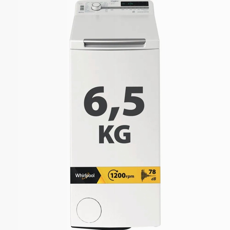 Lavatrice a libera installazione a carica dall'alto Whirlpool: 6,5 kg - TDLR 65261BS IT Bianco