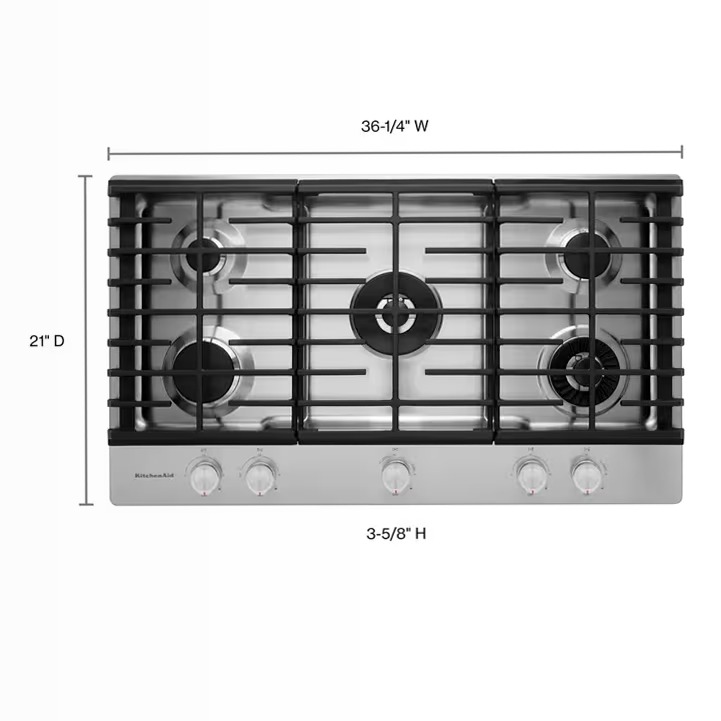 Cooktop 36" 5-Burner Gas con Griddle 5