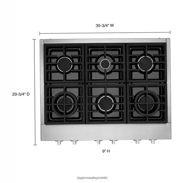 KitchenAid® 36'' 6-Burner Commercial-Style Gas Rangetop