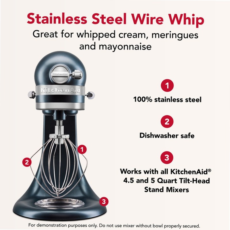 Durable stainless steel wire whip for select KitchenAid® tilt-head stand mixers