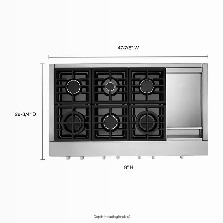Rangetop KitchenAid® 48'' 6-Burner Gas con Griddle