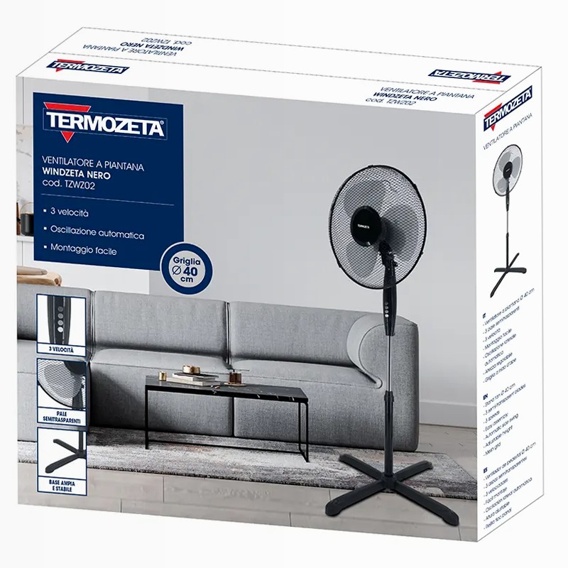 Ventilatore a piantana Windzeta Nero