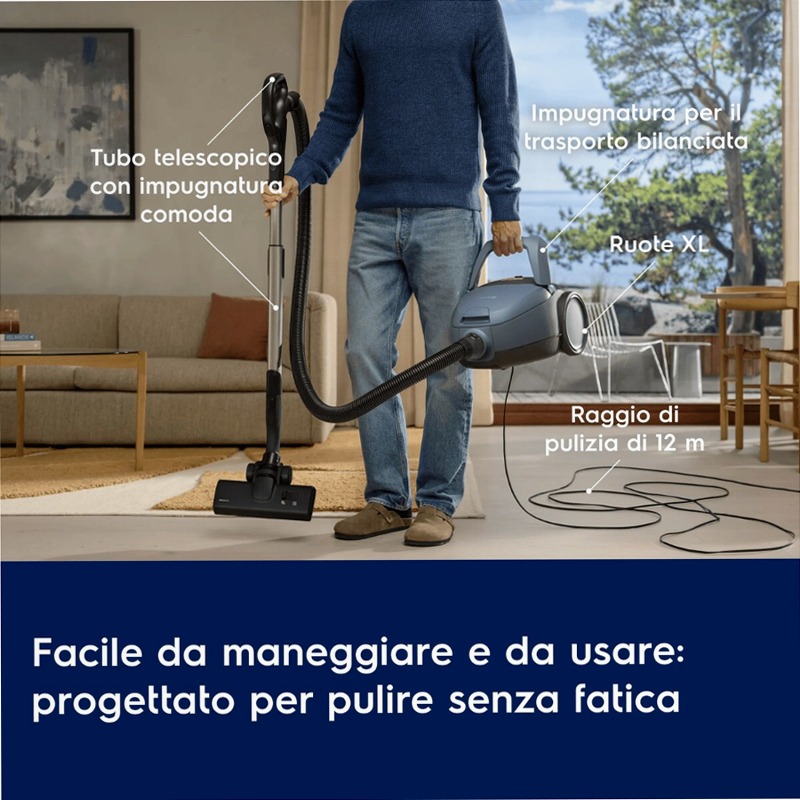 Aspirapolvere con sacco Serie 700 con sacco Blu