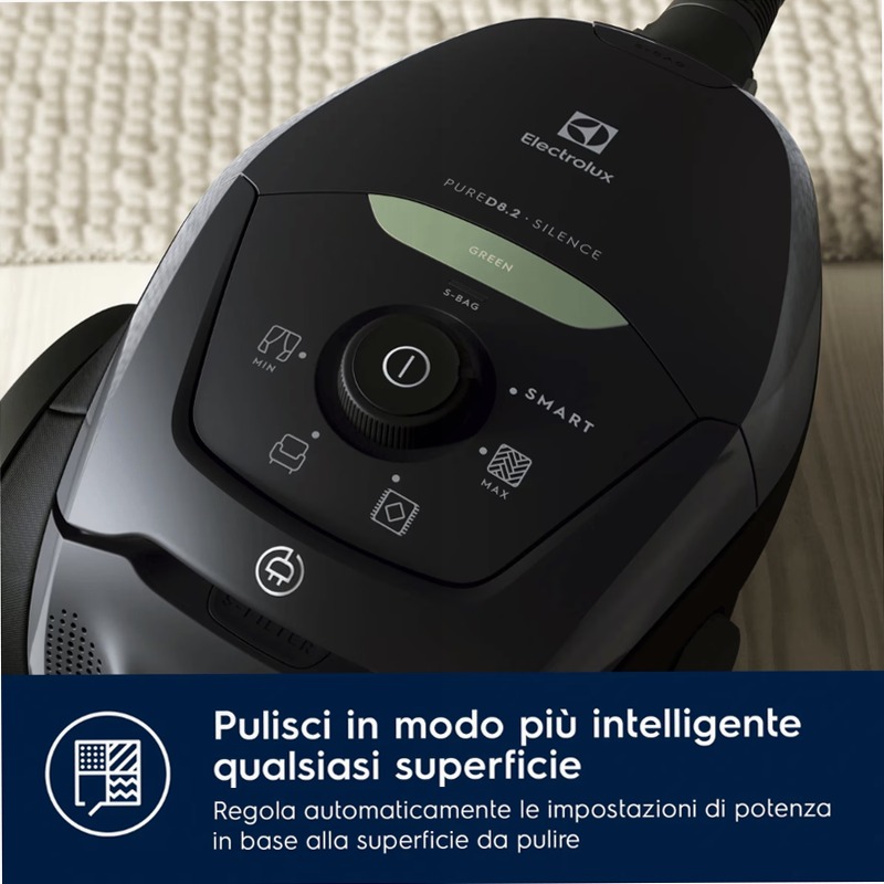 Aspirapolvere con sacco Pure D8 GREEN Nero