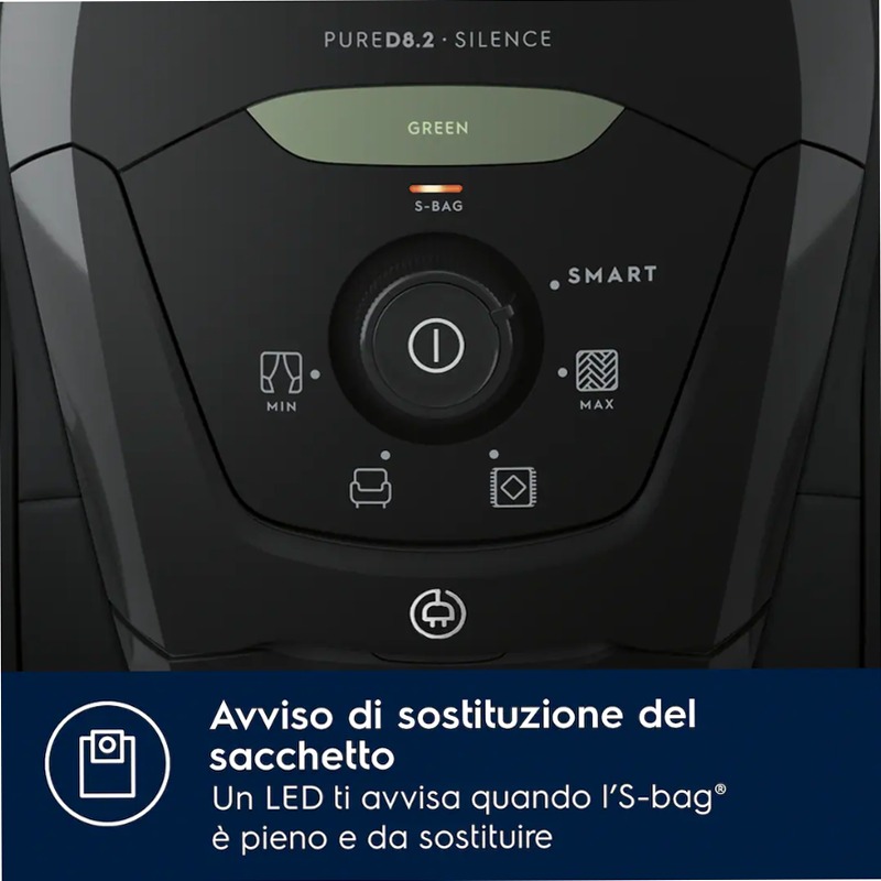 Aspirapolvere con sacco Pure D8 GREEN Nero 3.5lt