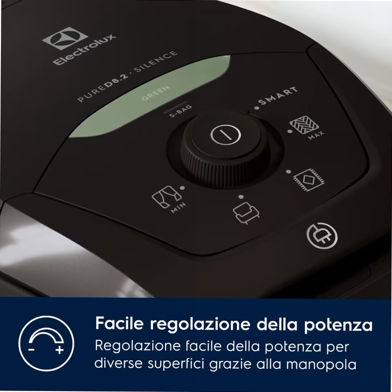 Aspirapolvere con sacco Pure D8 GREEN Nero