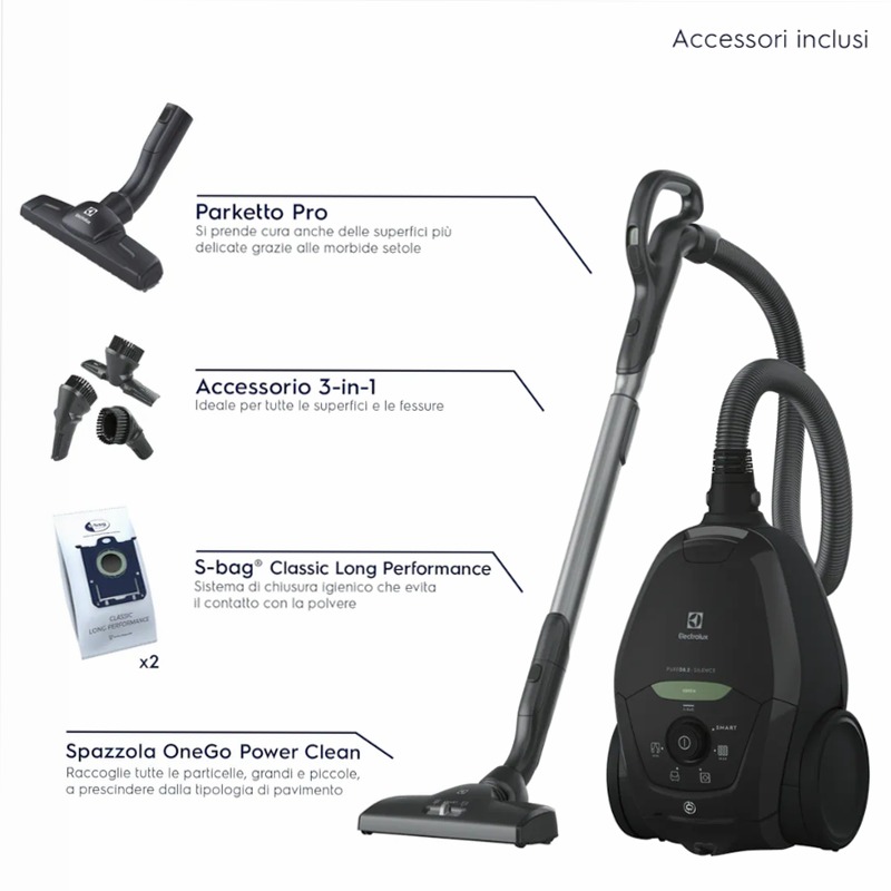 Aspirapolvere con sacco Pure D8 GREEN Nero 3.5lt