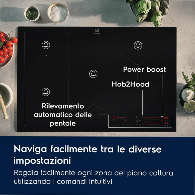 Piano cottura ad induzione SaphirMatt® Serie 700 SenseBoil® 80cm
