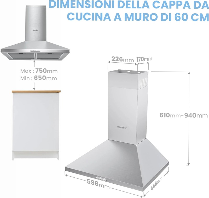 Cappa Aspirante COMFEE’ PYRA17SS-90