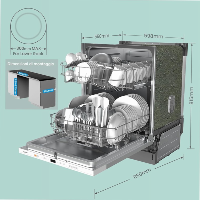Lavastoviglie COMFEE CDWPB1215P-W E 12 Acciaio Libera