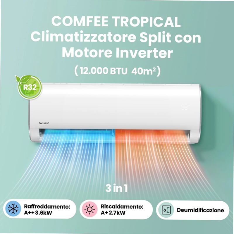 COMFEE' TROPICAL 9K | Climatizzatore Monosplit Inverter A++/A+ 9000btu A