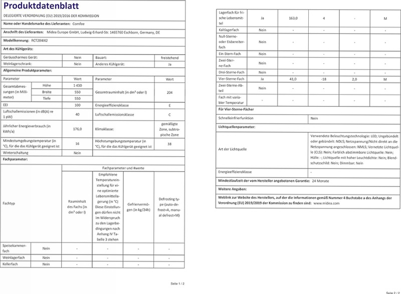 Frigorifero Comfee RCB359IX2 - 262 L, Low Frost e LED Combinato 262lt Libera