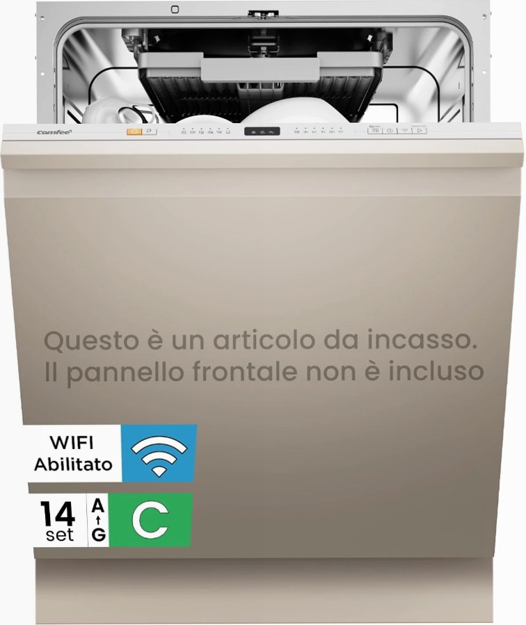 Lavastoviglie Smart COMFEE CDWPB1415P(S)-W-EU C 14 Acciaio Incasso