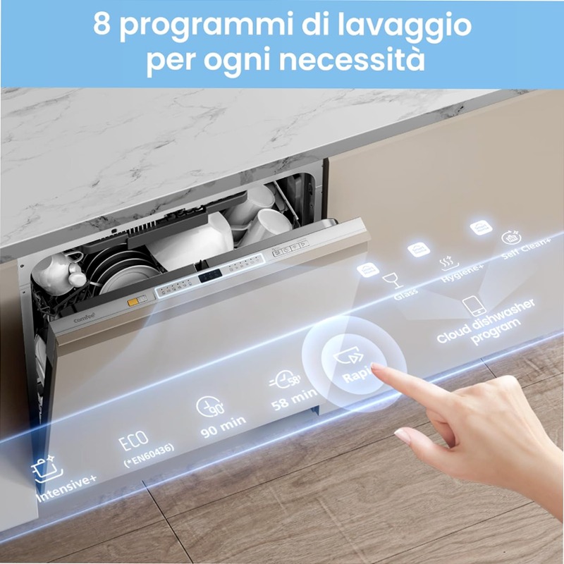 Lavastoviglie Smart COMFEE CDWPB1415P(S)-W-EU C 14 Acciaio Incasso