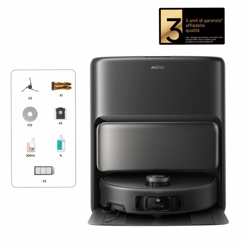 MOVA V50 Ultra Complete Robot aspirapolvere Nero + S5 Sense 24w