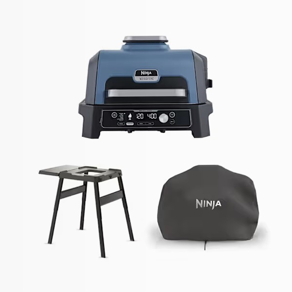 Barbecue elettrico e Affumicatore Ninja Woodfire Pro Connect XL con Custodia e Supporto OG901EUB Beige