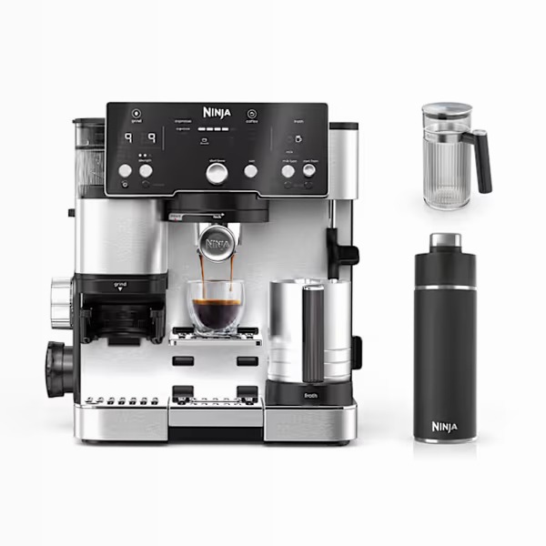 Macchina da caffè Ninja Luxe Café Essential 2-in-1 con caraffa e borraccia ES501EUBDW Argento