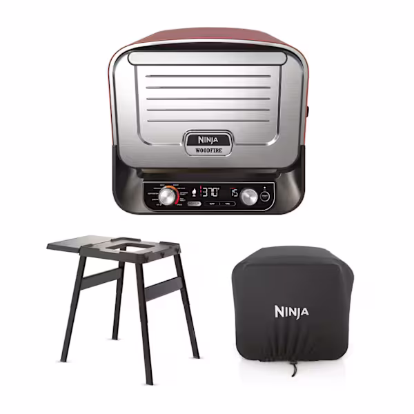 Forno elettrico da esterno e Affumicatore Ninja Woodfire con Custodia e Supporto OO101EUB Blu