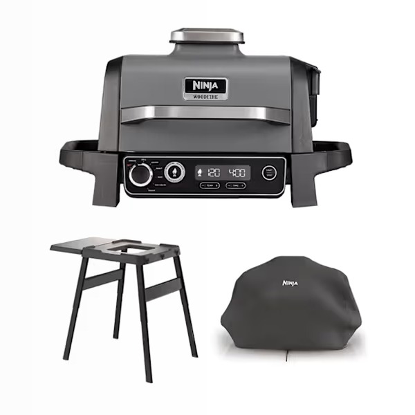 Barbecue elettrico e Affumicatore Ninja Woodfire con Custodia e Supporto OG701EUB Grigio