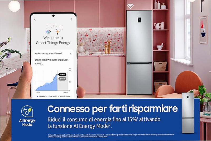Frigorifero Combinato Samsung EcoFlex AI 2m 390L RB38C672CSA C