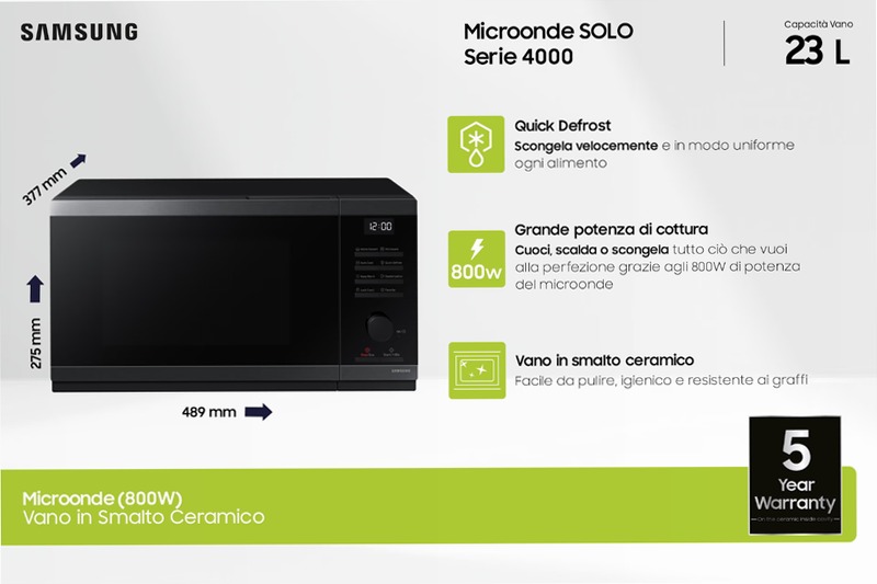 Microonde Samsung MS23DG4504AGE1 Nero 23
