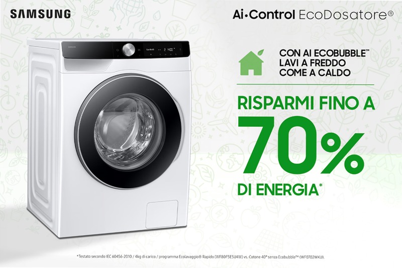 Lavatrice Samsung AI Control Ecodosatore 9Kg Bianco