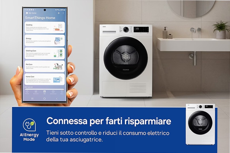 Asciugatrice Samsung Crystal EcoDry 8 Kg DV80DG52B0AEET 8kg C Bianco