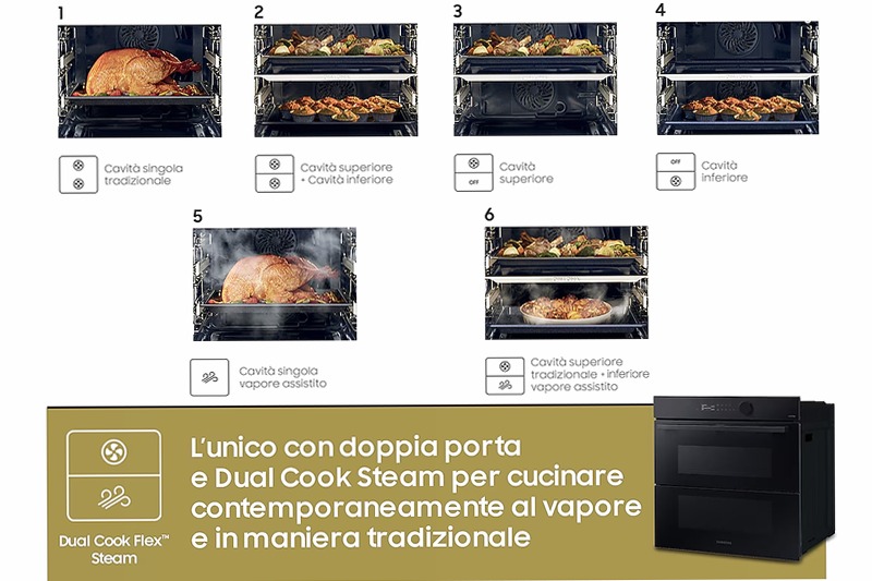 Forno a Vapore Samsung Dual Cook Flex™ Steam Serie 5 76L