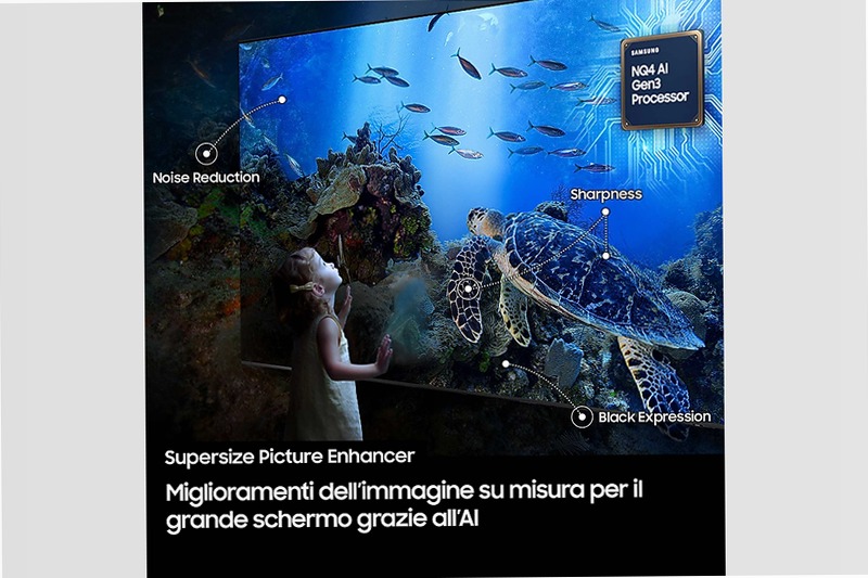 2025 QN990F 98 pollici 8K Neo QLED Mini LED Samsung Vision AI TV Nero