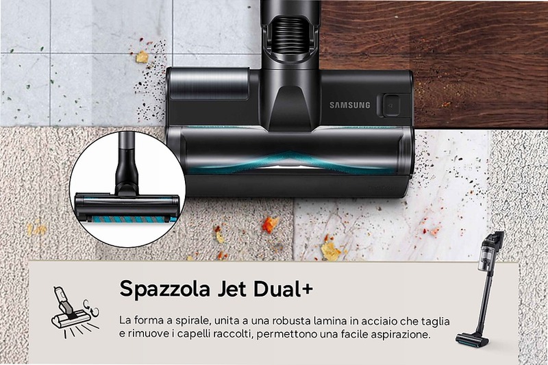 Aspirapolvere senza filo Samsung Jet 95S Pet Extra 280W 120min 2.70kg con spazzola Jet Dual+ Satin Black | Samsung Italia