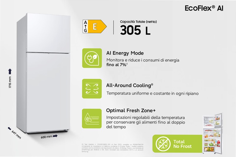 Frigorifero Doppia Porta Samsung EcoFlex AI 305L E