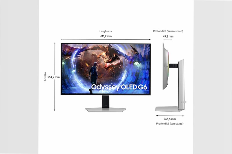 Monitor Gaming Odyssey OLED G6 da 27" QHD Flat