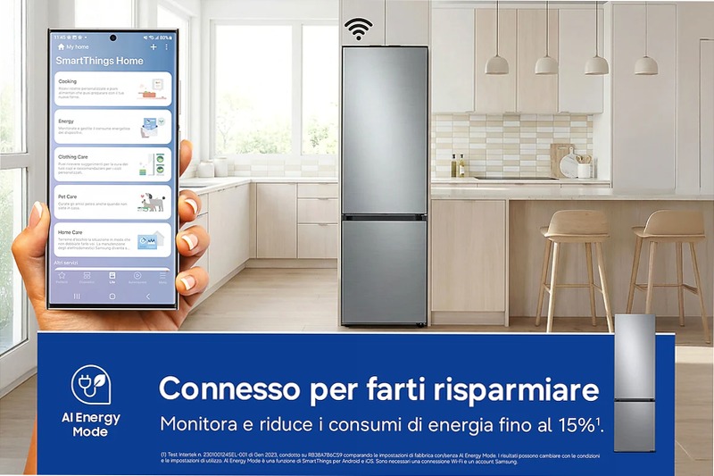Frigorifero Combinato Samsung BESPOKE AI 2m 390L Argento C