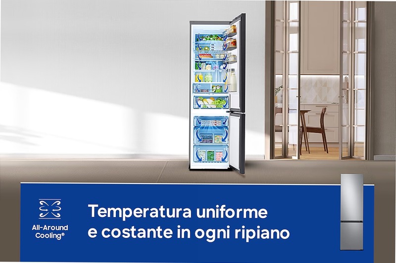 Frigorifero Combinato Samsung BESPOKE AI 2m 390L Argento C