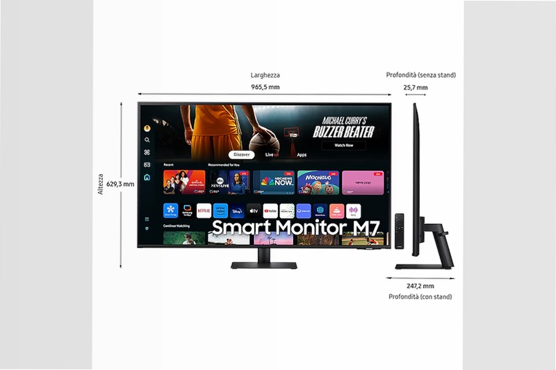 Smart Monitor M7 - M70D da 43'' UHD Flat Nero VA
