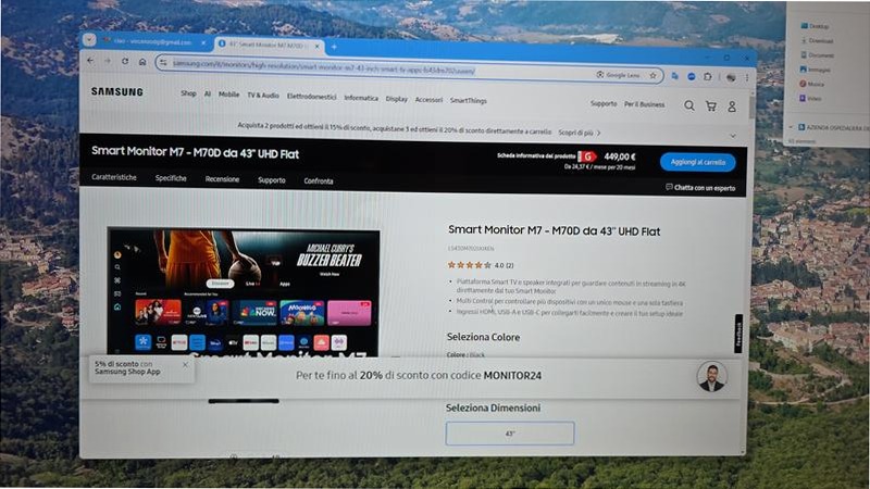 Smart Monitor M7 - M70D da 43'' UHD Flat Nero VA
