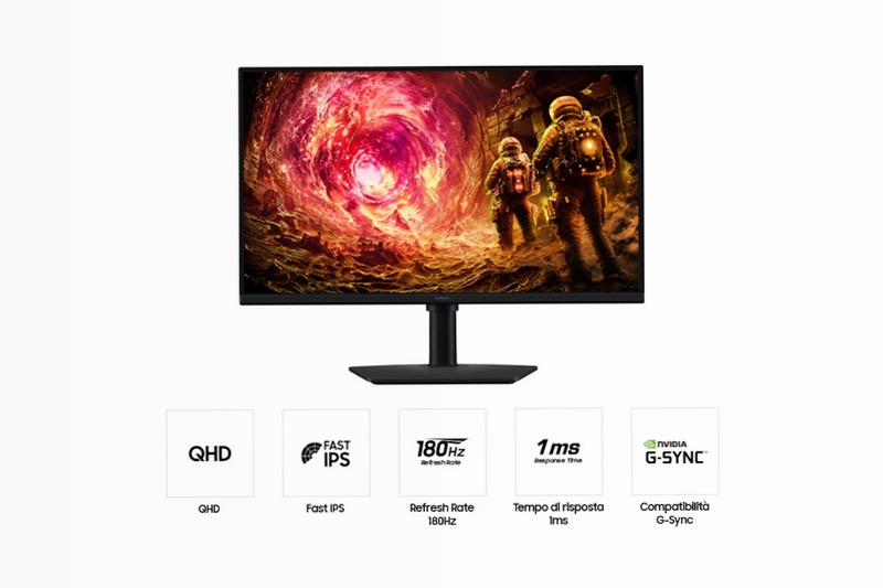 27/32 inch QHD 180Hz Odyssey G5 Monitor Samsung 27" Nero IPS