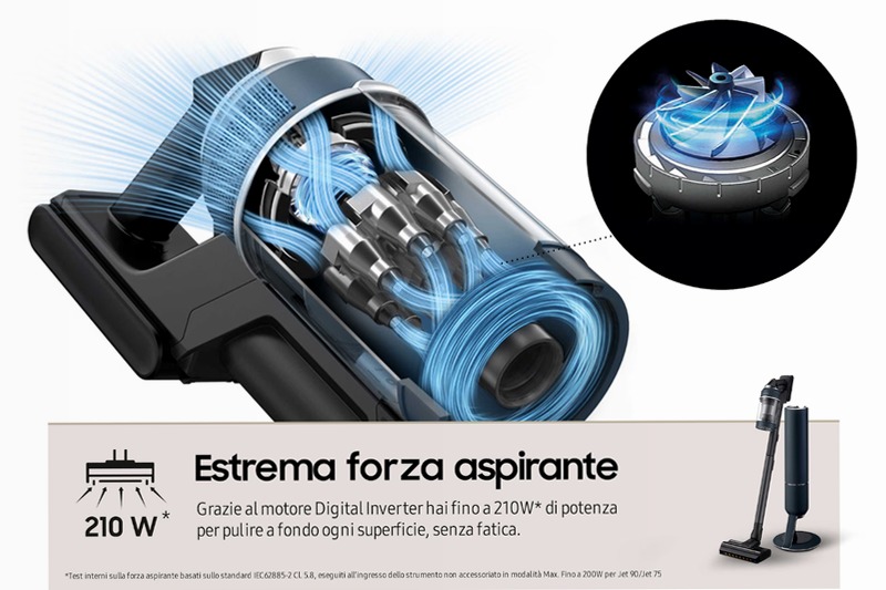 Aspirapolvere Samsung Bespoke Jet™ Plus pro extra 0.5lt A Nero 1400w