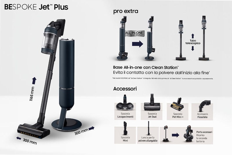 Aspirapolvere Samsung Bespoke Jet™ Plus pro extra 0.5lt A Nero 1400w