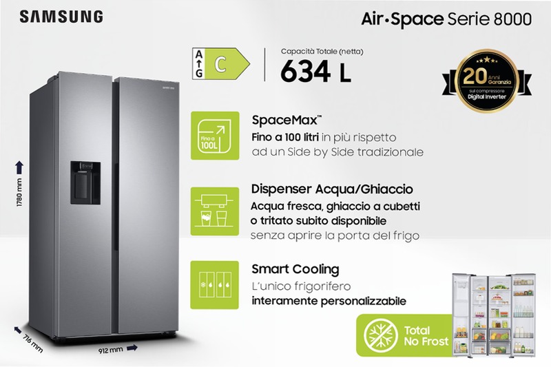 Frigorifero Side by Side Serie 8000 RS68A884CSL C