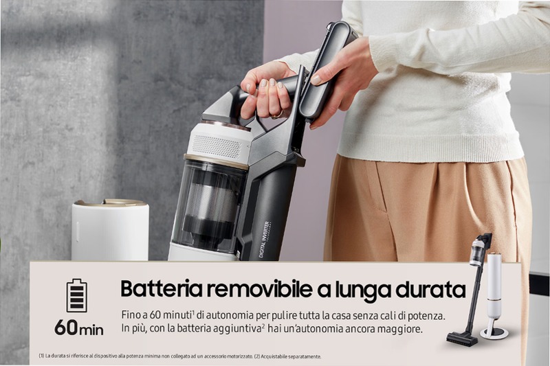 Aspirapolvere Samsung Bespoke Jet™ Plus VS20B95823W 2lt Nero 580w