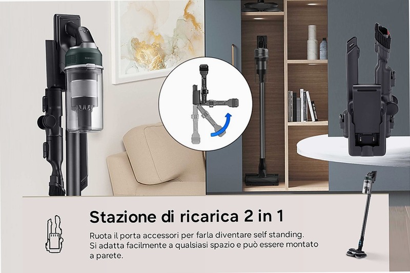 Aspirapolvere senza filo Samsung Jet 85S Premium 250W 60 min 2,43 kg con Spazzola Slim LED Teal Green | Samsung Italia