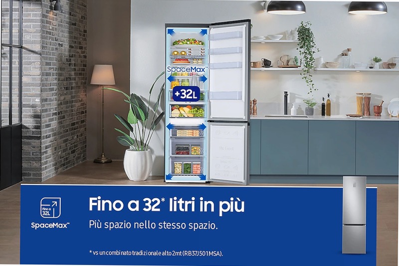 Frigorifero Combinato Samsung EcoFlex AI 2m 390L RB38C676CS9 Inox C