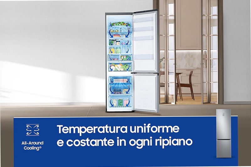 Frigorifero Combinato Samsung EcoFlex AI 2m 390L RB38C676CS9 Inox C
