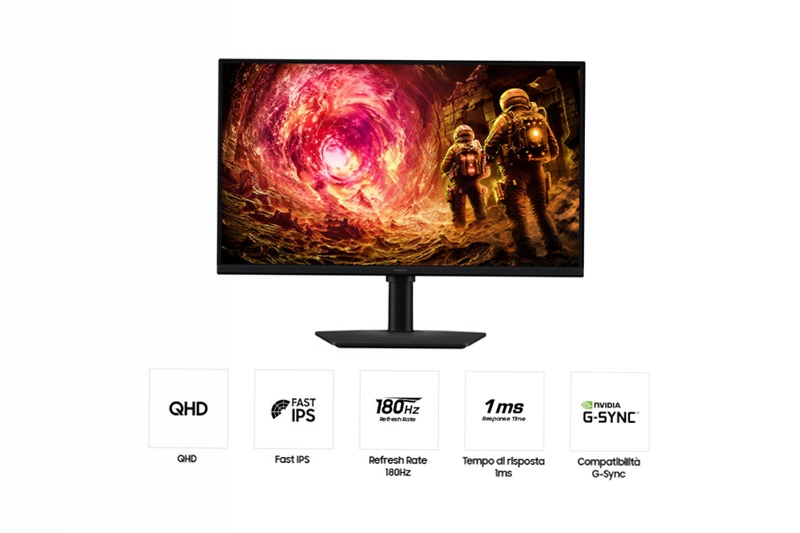 27/32 inch QHD 180Hz Odyssey G5 Monitor Samsung 27" Nero IPS