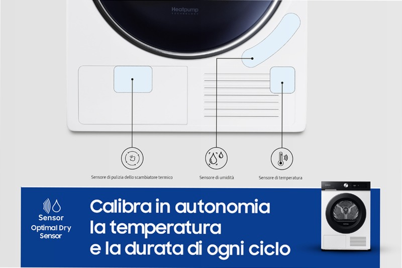 Asciugatrice AI Control Optimal Dry 9Kg C Bianco